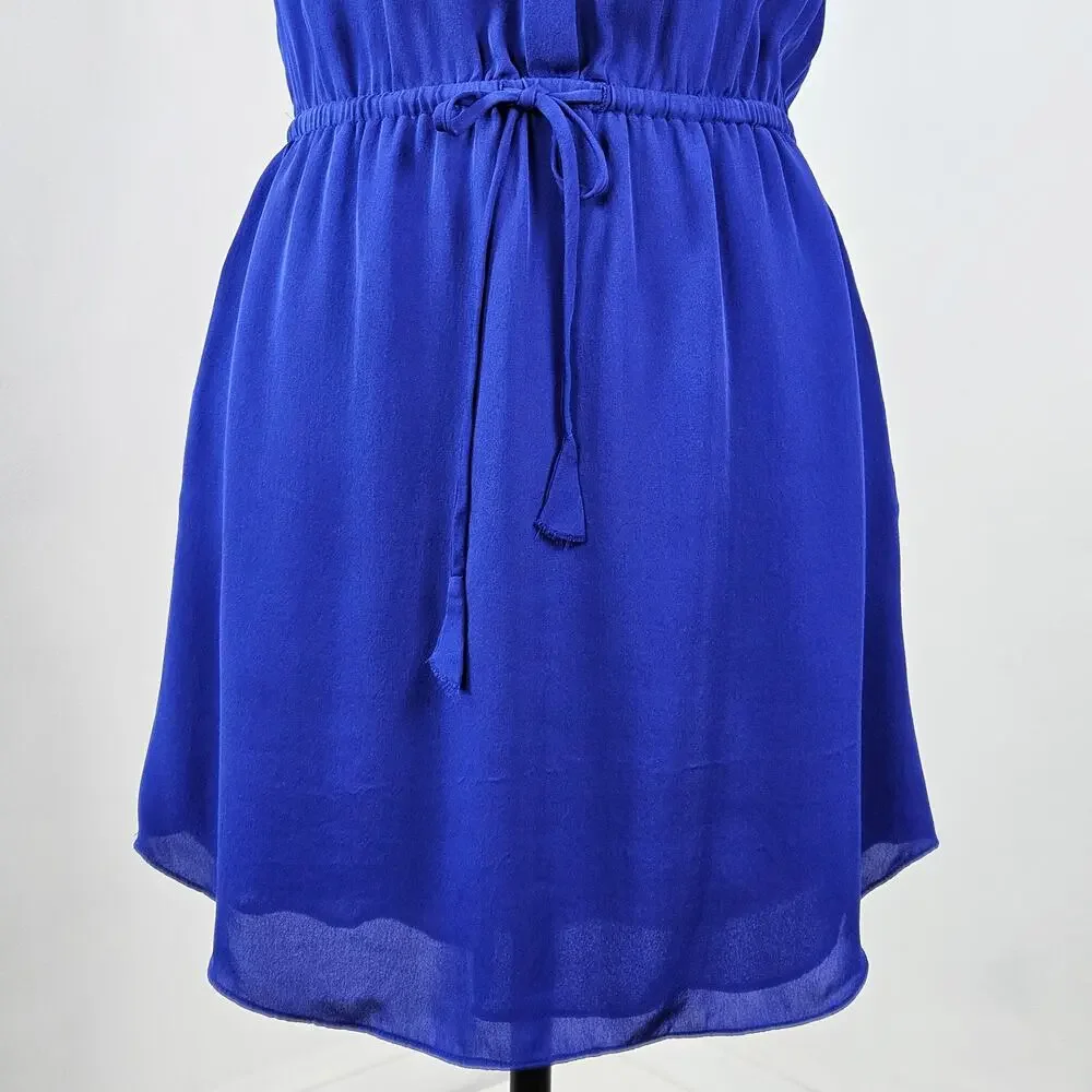 Aritzia Babaton Blue Silk Mini Dress Sleeveless With‎ Pockets | Women's Small